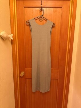 Alexander Wang Gray Sleeveless Midi Bodycon Drape Dress